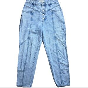 Free People Acid Wash Button Fly Mom Jeans